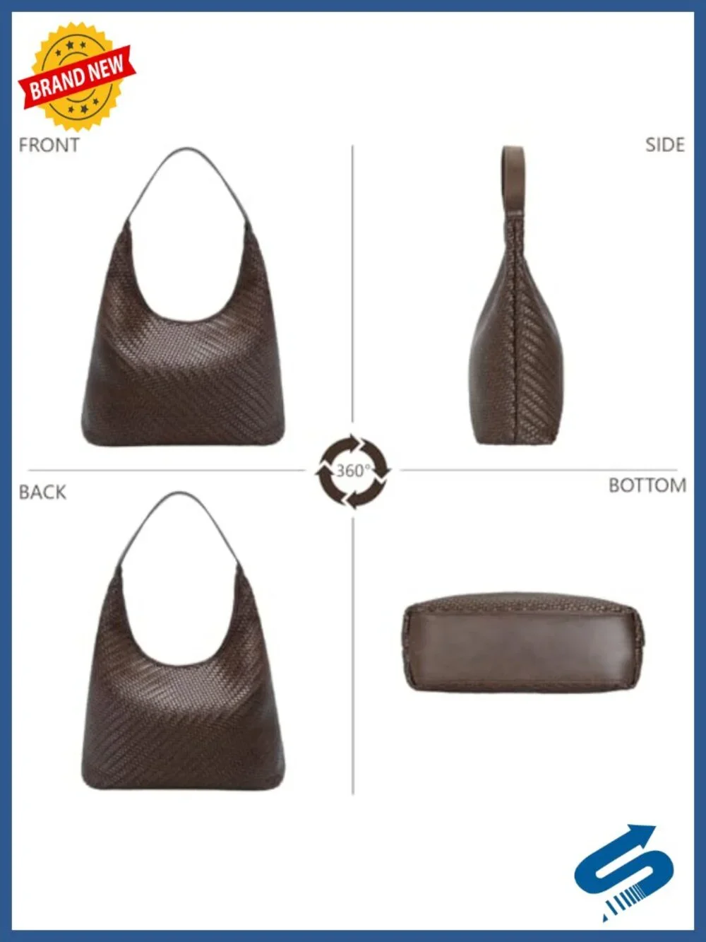 Woven Faux Leather Tote Handbag with Wallet Clutch Shoulder Hobo Bag for Work